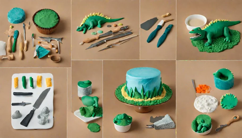 How do you make dinosaur texture on a cake?