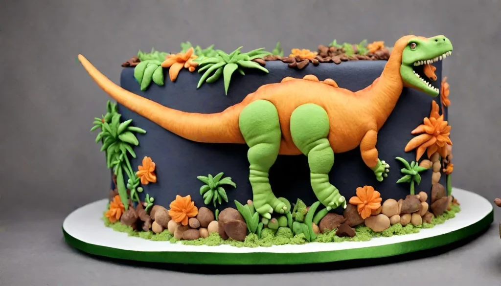 How do you make dinosaur texture on a cake?