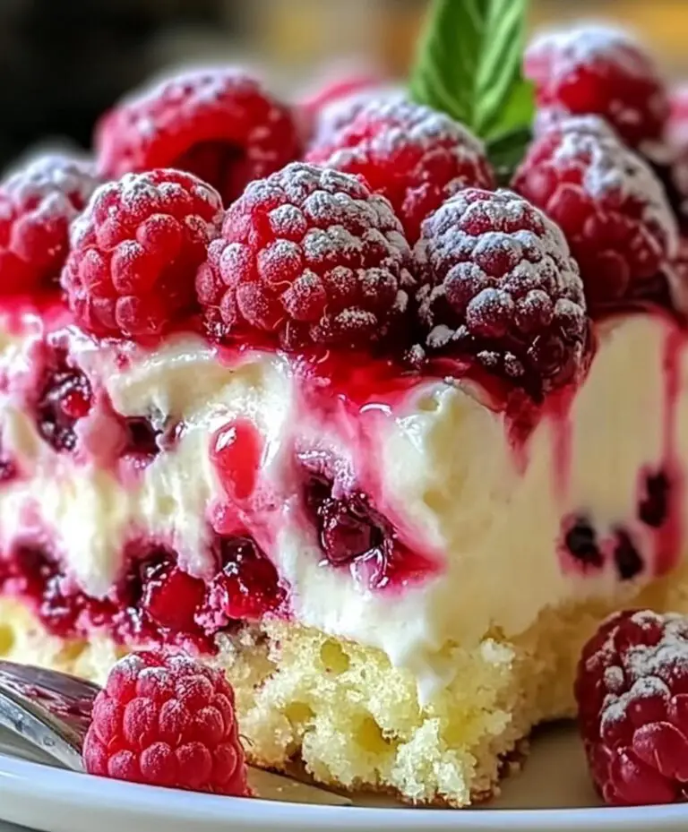 White Chocolate Raspberry Poke Cake