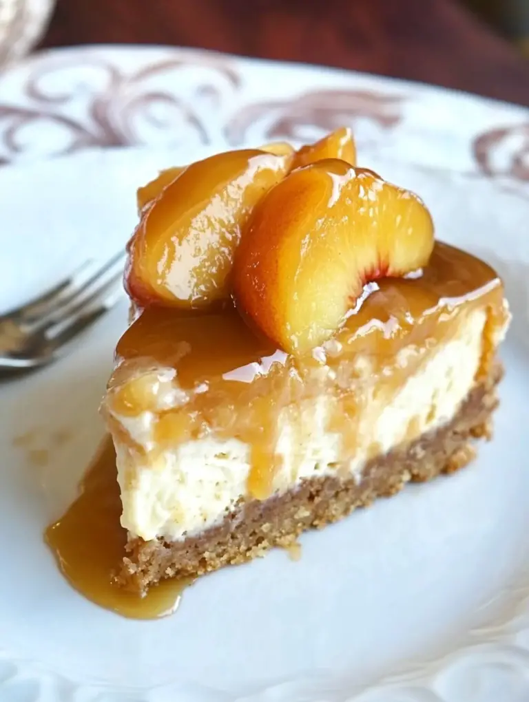 Peach Caramel Blondie Cheesecake