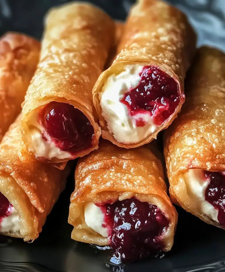 Crispy Cherry Cheesecake Egg Rolls with Sweet Cream Filling 🍒🥢