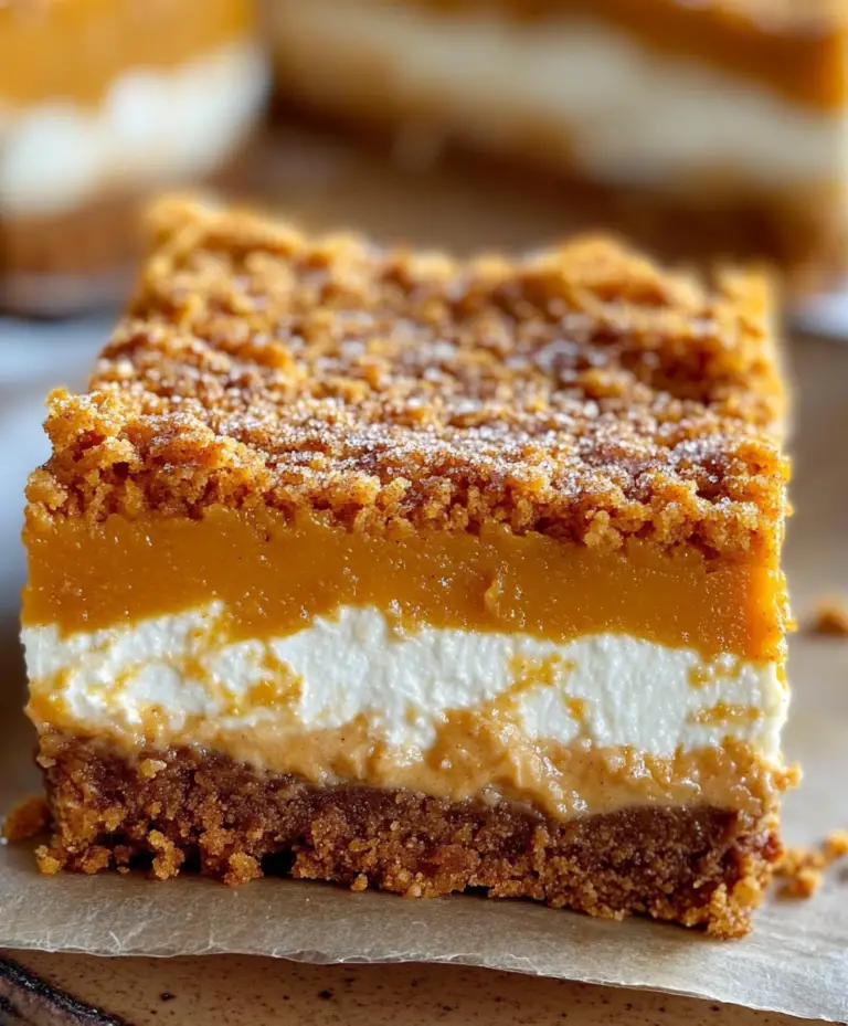 🎃 Layered Pumpkin Cheesecake Bars 🍰: A Light and Luscious Holiday Dessert