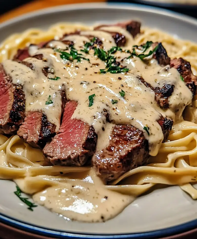 Creamy Alfredo Pasta with Savory Steak and Gorgonzola: A Decadent Dinner Delight