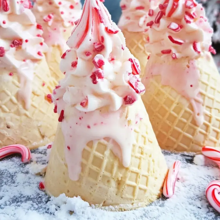 Candy Cane Cheesecake Ice Cream Cones