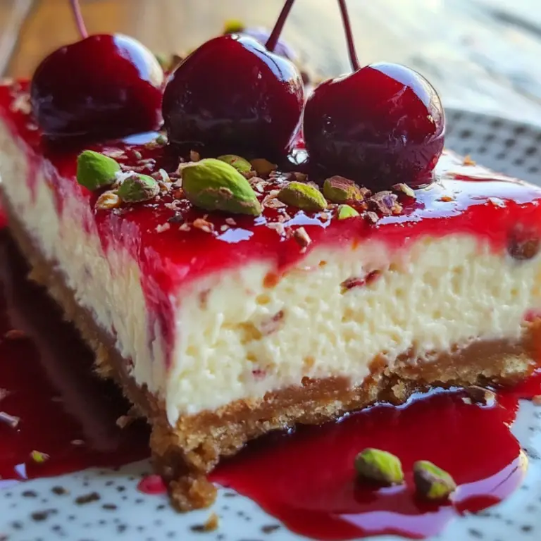 Cherry Pistachio Cheesecake Bars