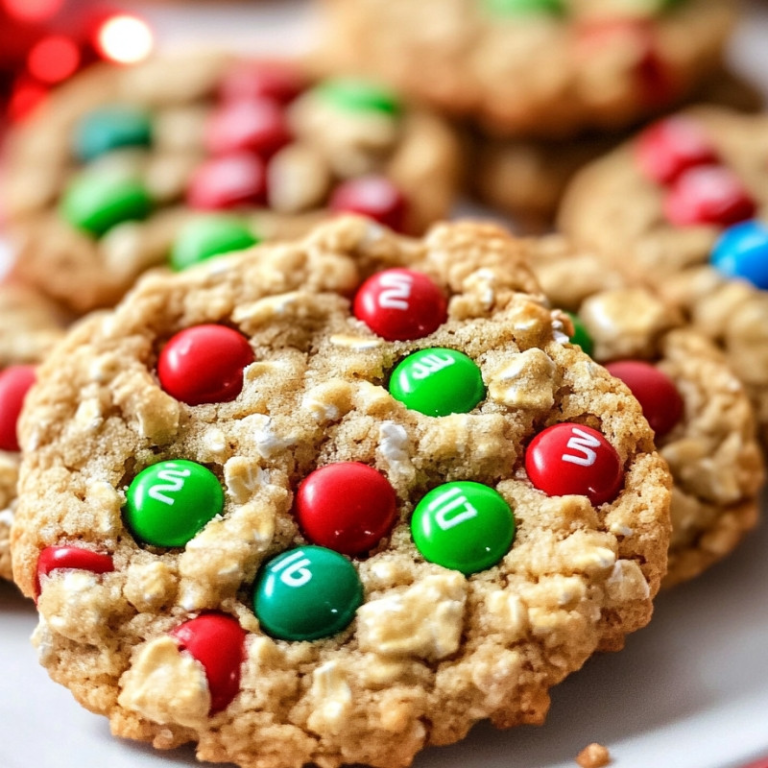 Christmas M&M Oatmeal Cookies