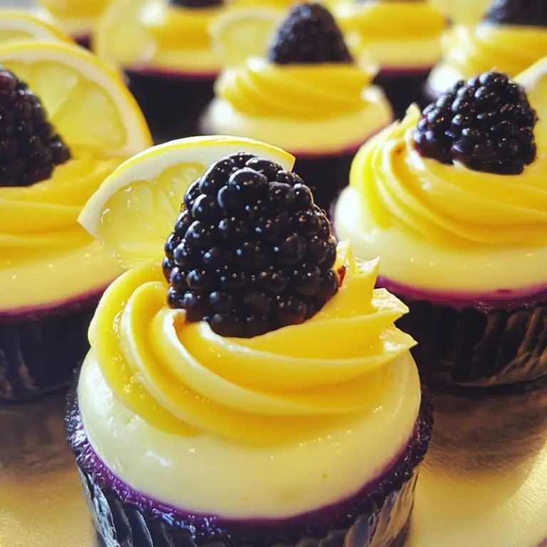 Lemon Blackberry Mini Cheesecakes