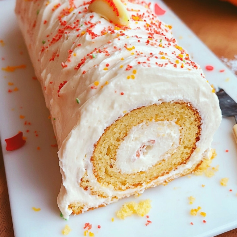 Vanilla Pumpkin Roll Cake
