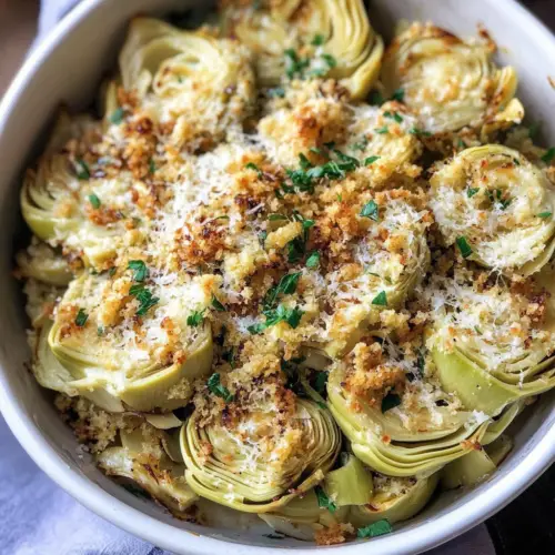 Canned Artichoke Hearts with Parmesan Breadcrumb Topping - SavorySplash