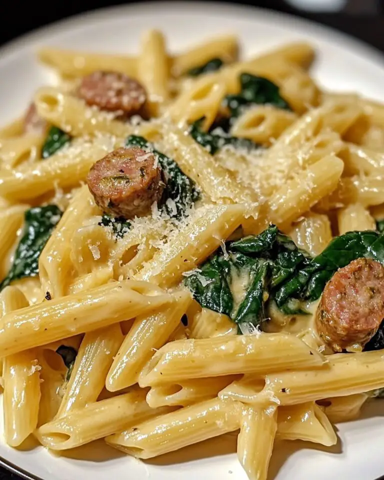 One-Pan Creamy Penne with Spinach and Italian Sausage