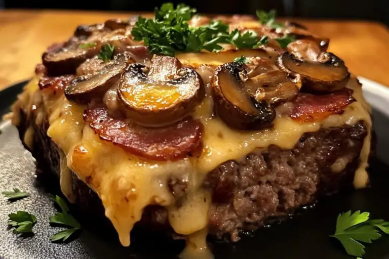 Bacon Mushroom Swiss Cheese Meatloaf