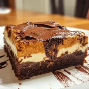 Pumpkin Cheesecake Brownies served on a festive Halloween table.