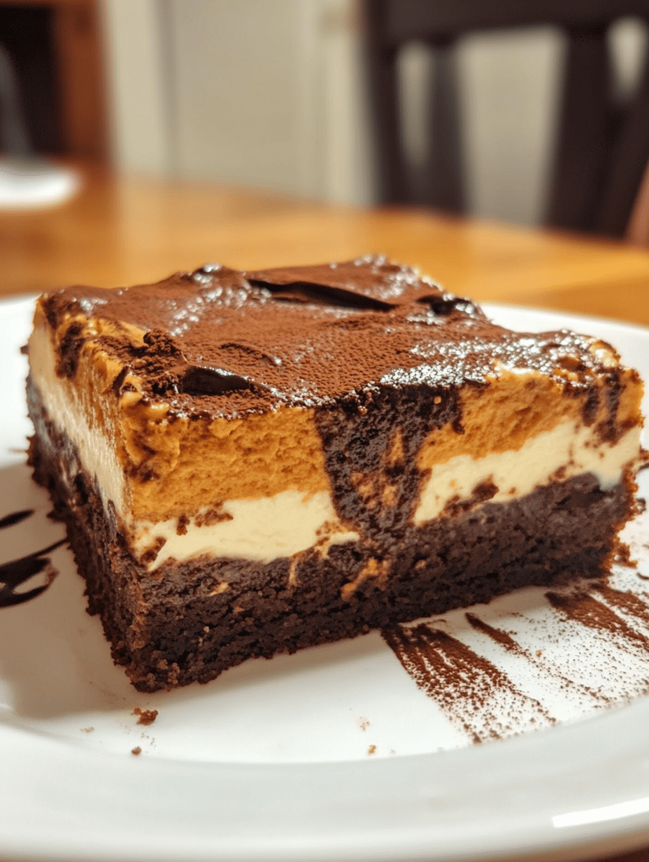 Pumpkin Cheesecake Brownies served on a festive Halloween table.