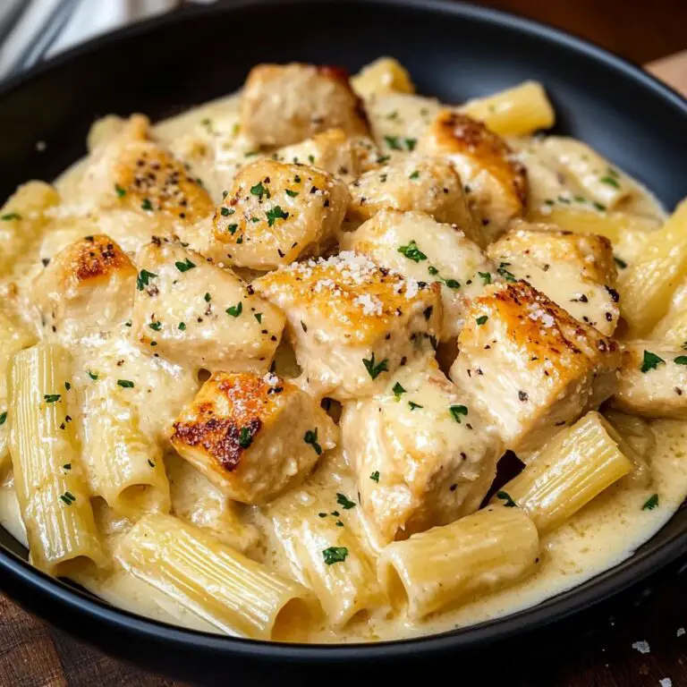 Creamy Garlic Butter Chicken and Rigatoni in Parmesan Sauce