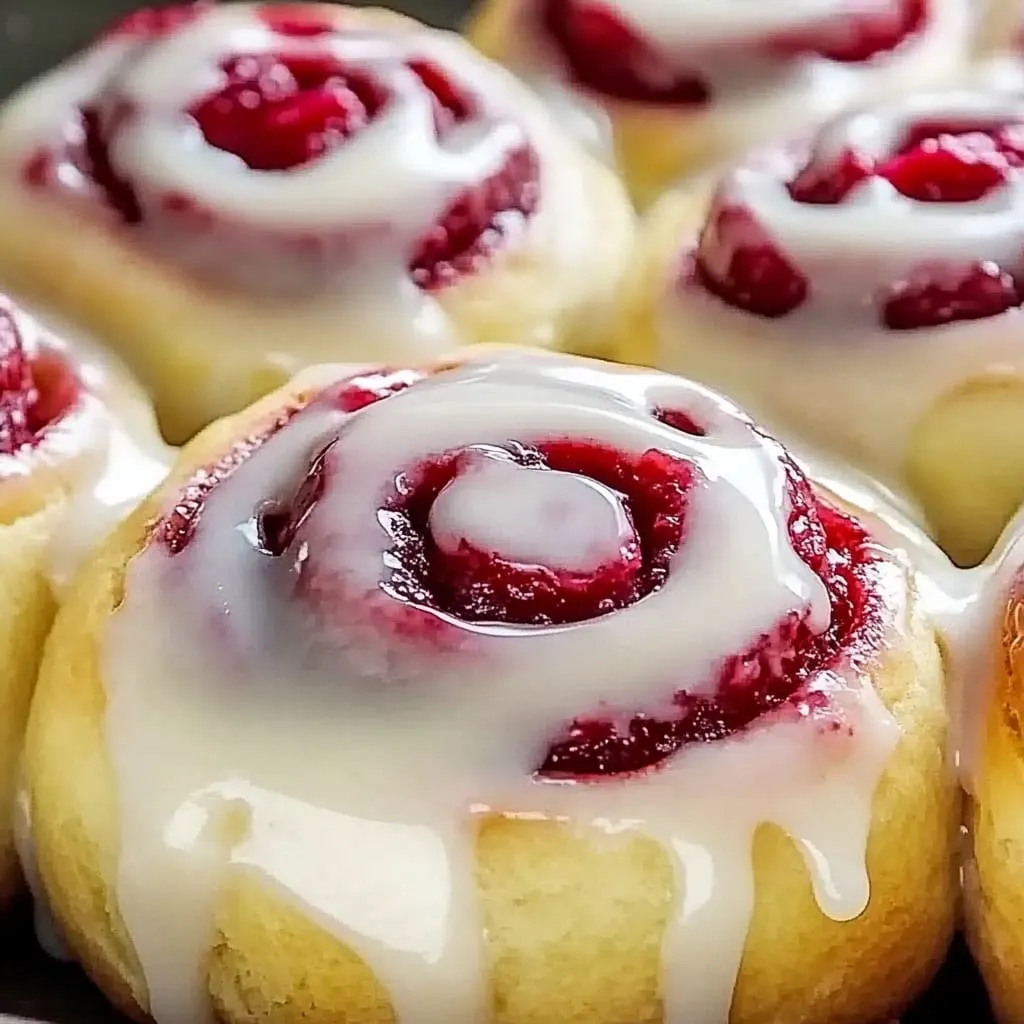 Raspberry Cinnamon Rolls with Lemon Glaze