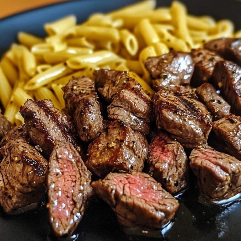 Spicy Garlic Butter Steak Bites with Pasta