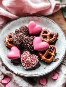 Valentine’s Day Chocolate Dipped Pretzels