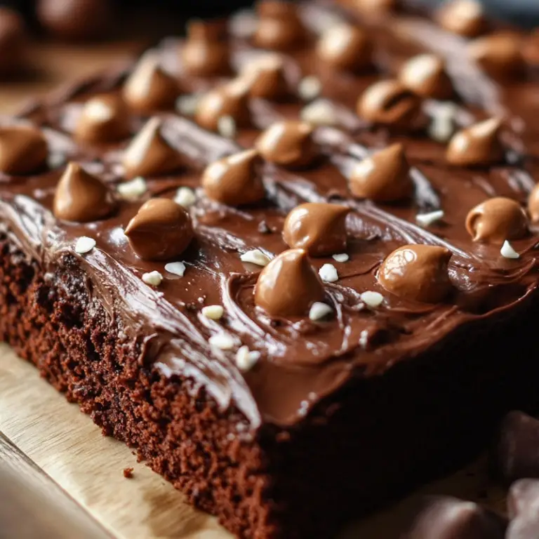 Chocolate Brownie Sheet Cake with Chocolate Hazelnut German Buttercream