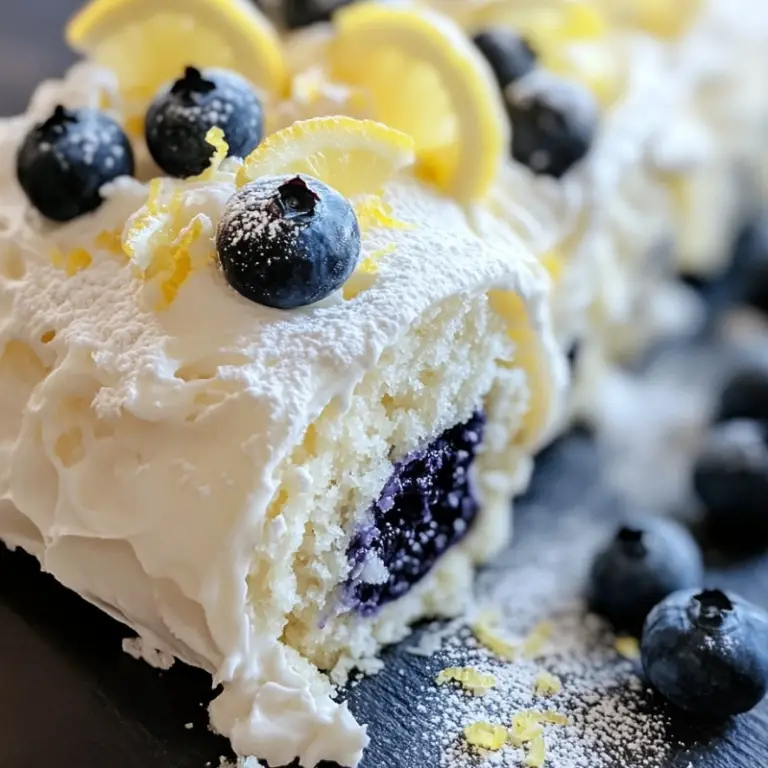 Lemon Blueberry Angel Food Cake Roll