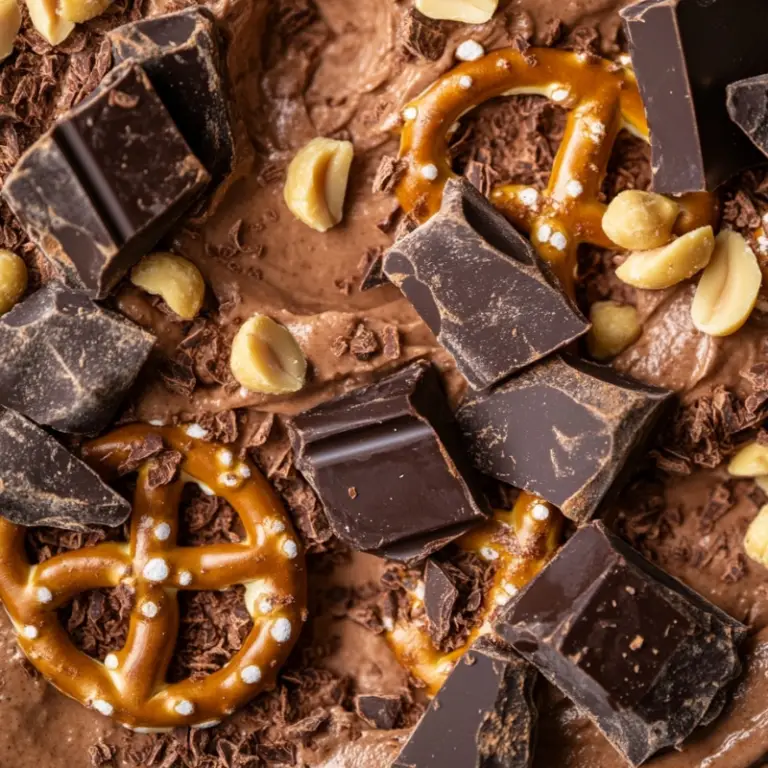 No-Bake Chocolate Peanut Butter Cheesecake on a Pretzel Crust
