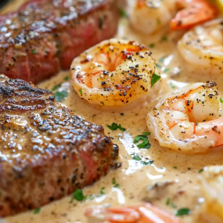 Steak with Creamy Cajun Shrimp Sauce