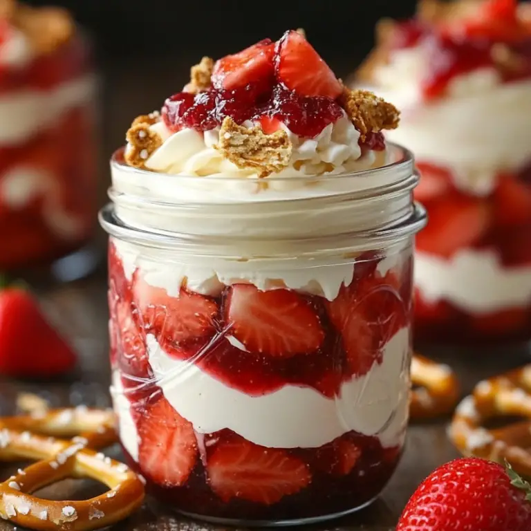 Strawberry Pretzel Dessert Jars