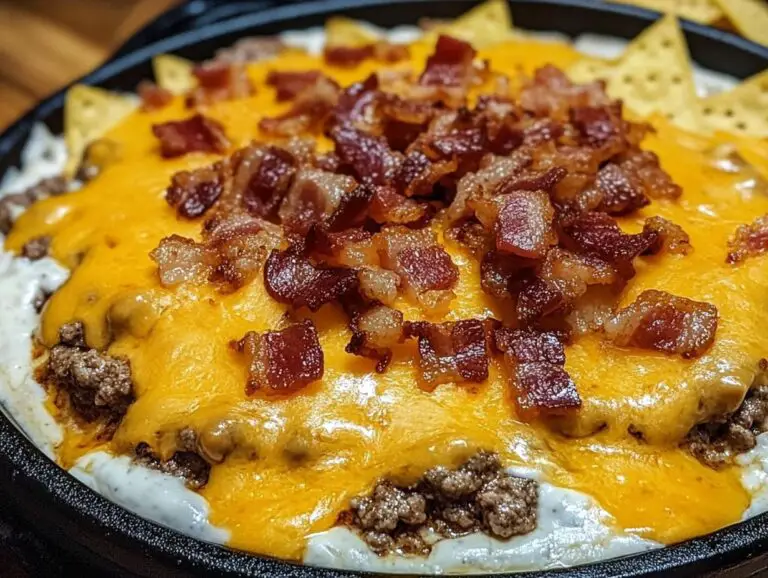 Sizzling Bacon Cheeseburger Queso Dip
