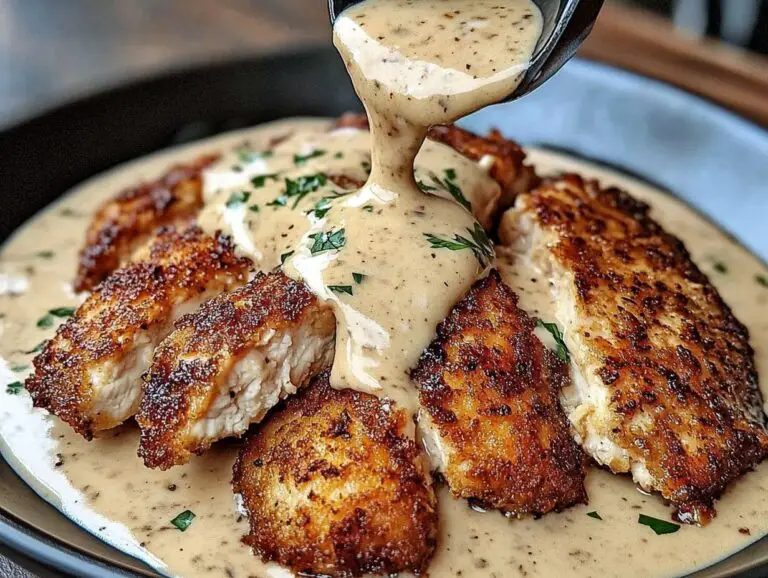 Parmesan Crusted Chicken with Creamy Garlic Sauce