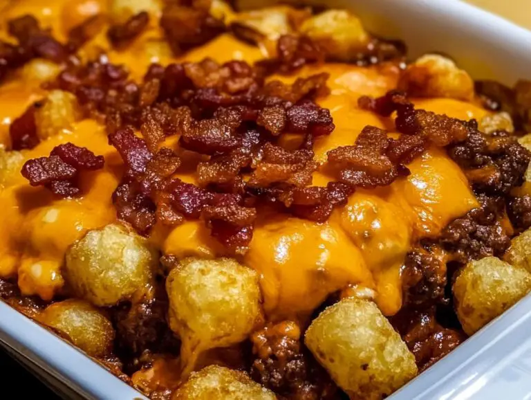 BBQ Bacon Tater Tot Cheeseburger Casserole