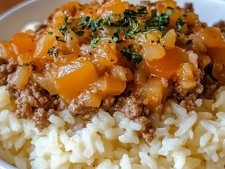 French Onion Ground Beef and Rice Casserole