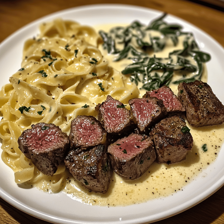 Creamy Garlic Butter Steak Bites & Zesty Lemon Basil Alfredo