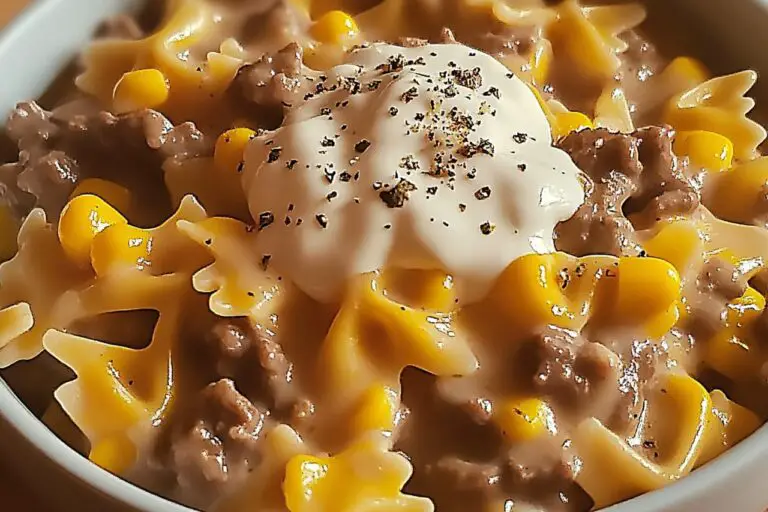 Garlic Butter Ranch Beef and Roasted Corn Bowtie Casserole