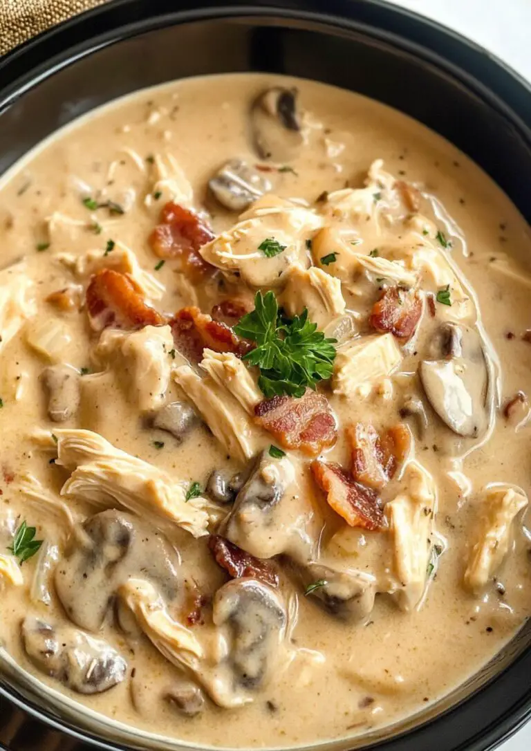 Creamy and Comforting Slow Cooker Chicken Bacon Stroganoff