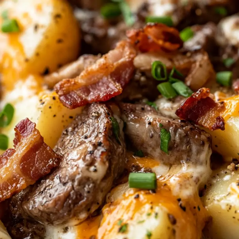Crockpot Loaded Steak and Potato Bake