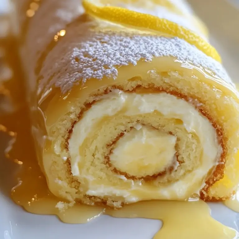 Lemon Cream Roll Cake with Glaze 🎂🍋