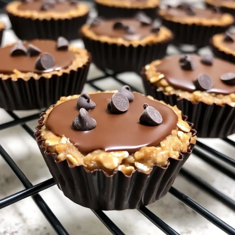 Peanut Butter Oat Cups with Chocolate Topping