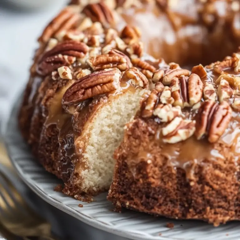 Pecan Caramel Cinnamon Roll Cream Cheese Pound Cake