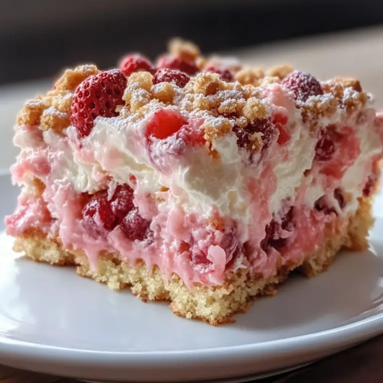 Strawberry Crunch Poke Cake