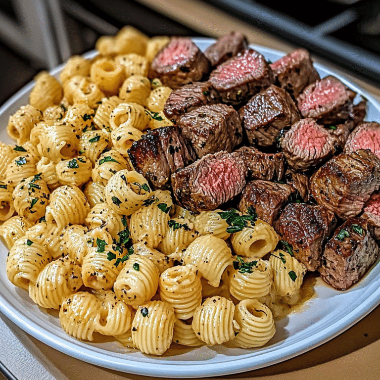 Roasted Red Pepper Ranch Pasta with Garlic Steak Bites: A Weeknight Winner!