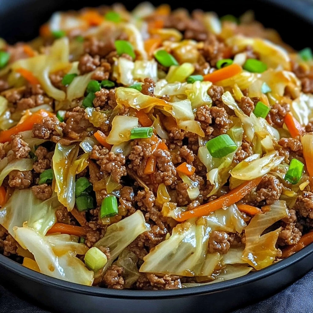 Healthy Chinese Ground Beef & Cabbage Stir Fry