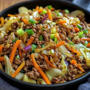 Healthy Chinese Ground Beef & Cabbage Stir Fry