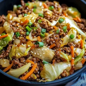 Healthy Chinese Ground Beef & Cabbage Stir Fry