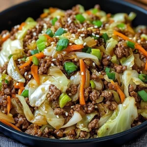 Healthy Chinese Ground Beef & Cabbage Stir Fry