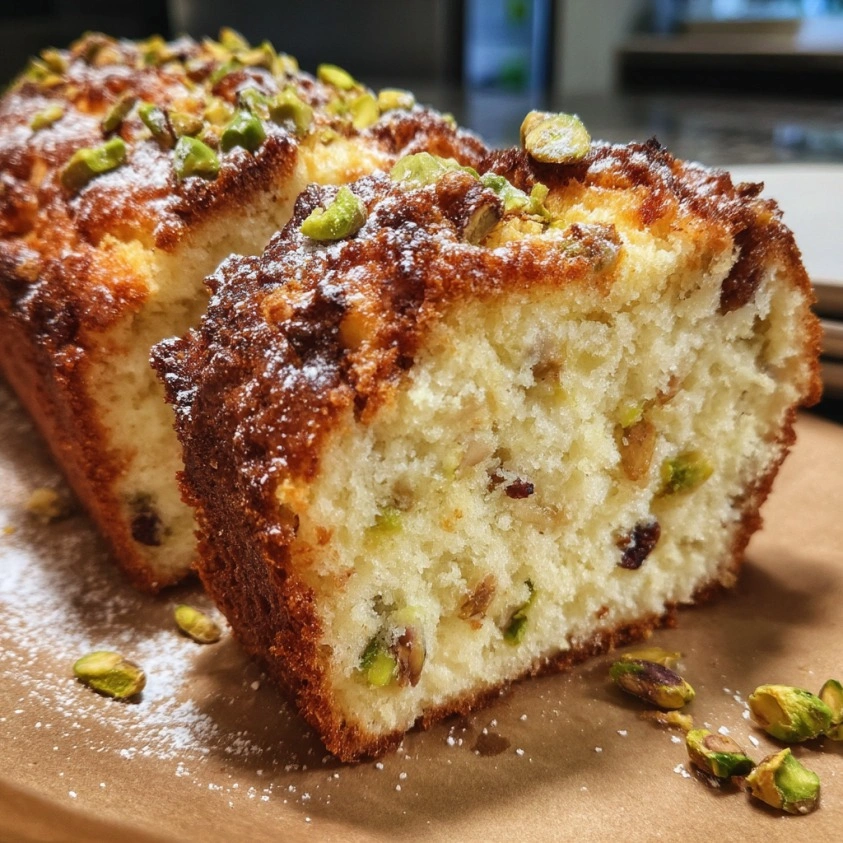 Pistachio Ricotta Coffee Cake Donut Loaf