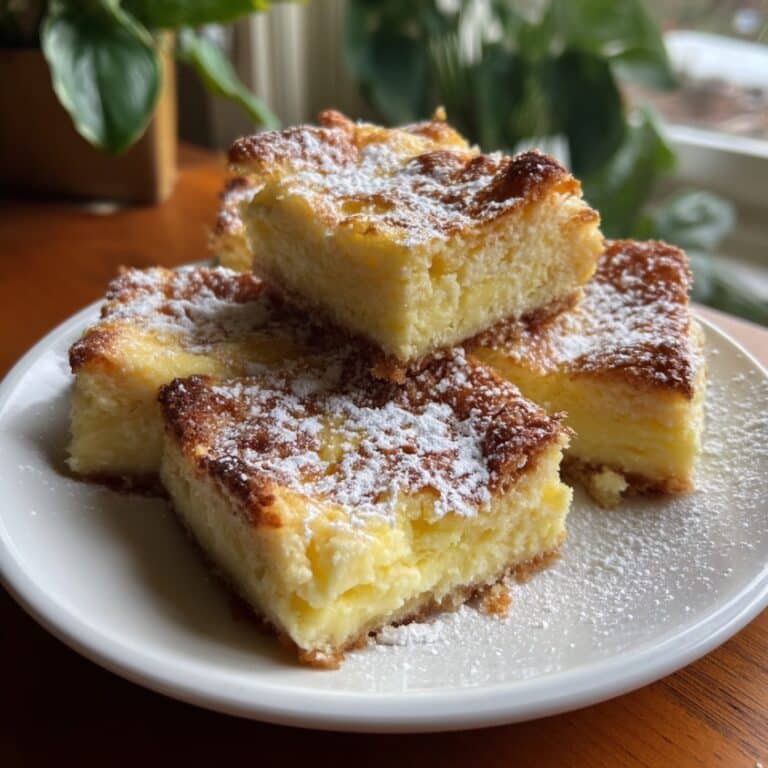 Grandma’s Secret Limoncello Ricotta Custard Squares with Golden Top ✨🍋