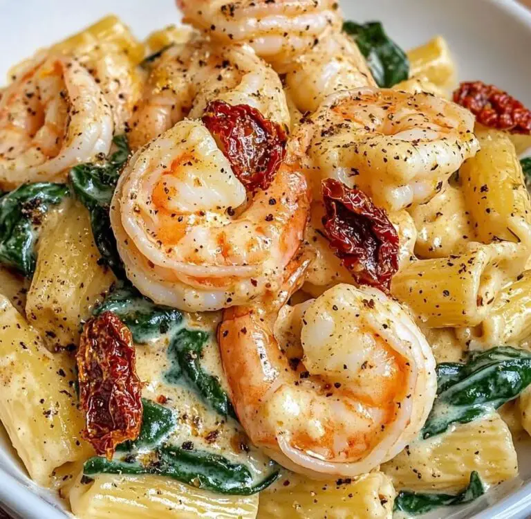 Creamy Sun-Dried Tomato Shrimp with Spinach Pasta