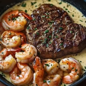 Steak and Creamy Shrimp
