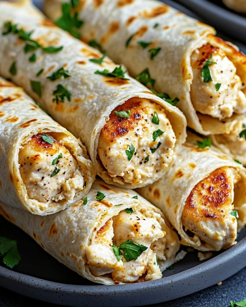 Savory Chicken Wraps with Garlic Cream Sauce