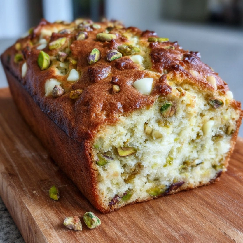 Pistachio Ricotta Blondie Loaf