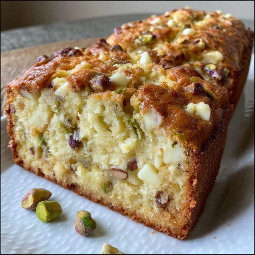 Pistachio Ricotta Blondie Loaf